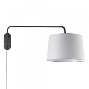 1 Light Wall Light Matt Black & Light Grey Cotton Mix, E27