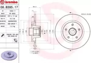 BREMBO Brake disc RENAULT 08.B395.17 8200381148 Brake rotor,Brake discs,Brake rotors