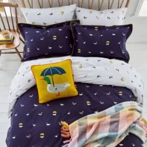 Joules Ducks March Single Duvet Cover Set, Navy