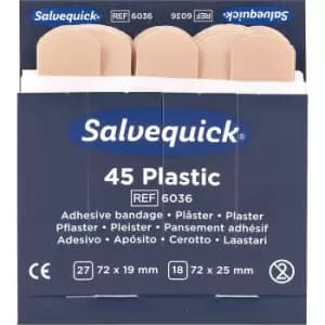 Refill for SALVEQUICK, 6 packs of plaster strips, waterproof, 45 each, pack of 6