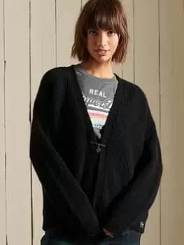 Superdry Alpaca Blend Cardigan - Black, Size 10, Women