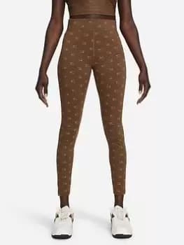 Nike Air NSW High Rise Tights - Brown, Size S, Women