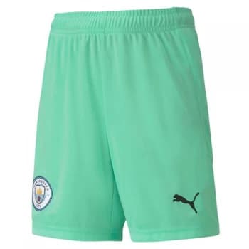 PUMA Man City Replica Youth Goalkeeper Shorts, Green Glimmer/Aqua Green, size 11-12 Youth, Clothing