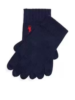 Polo Ralph Lauren Polo Ralph Lauren Merino Wool Knitted Gloves, Navy, Men