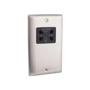SMJ Dual Voltage Shaver Socket Brushed Steel