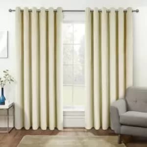 HOMESCAPES Thermal 100% Blackout Cream Velvet Curtains, 168 x 229cm (66 x 90) - Cream