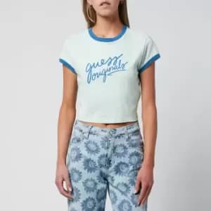 Guess Originals Womens Go Ss Cropped Ringer T-Shirt - Soft Jade - M