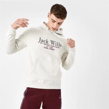 Jack Wills Batsford Graphic Logo Hoodie - Ecru