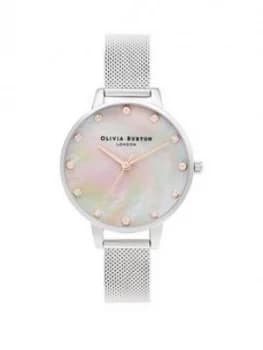 Olivia Burton Classics Demi Mother Of Pearl Dial With Screw Detail Silver Mesh Bracelet Watch