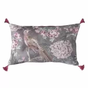 Crossland Grove Floral Partridge Tassel Cushion Blush 300x500mm