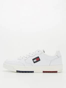 Tommy Jeans Basket Leather Trainers - White, Size 41, Men