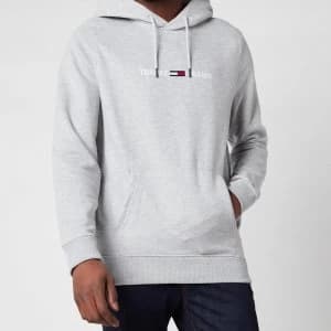 Tommy Jeans Mens Straight Logo Hoodie - Grey - L