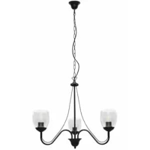 Helam Lighting - Helam Allena Multi Arm Pendant Ceiling Light Black, Transparent 50cm