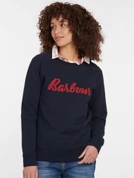 Barbour 100% Cotton Otterburn Logo Jumper - Navy, Size 10, Women