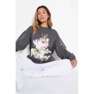 I Saw It First Trust The Process Oversized Graphic Sweatshirt - Grey