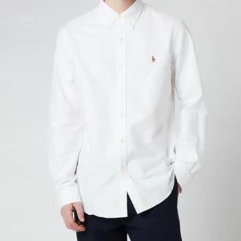Polo Ralph Lauren Mens Slim Fit Oxford Long Sleeve Shirt - BSR White - S