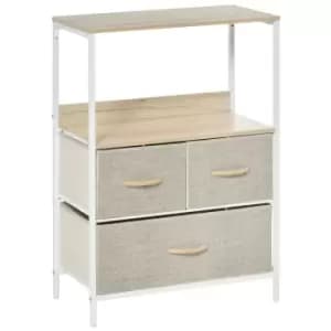 Homcom 3 Drawer Storage Chest With Display Shelves White
