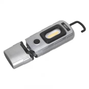 Rechargeable 360 Inspection Lamp 3W COB + 1W LED Brushed Aluminium Effect
