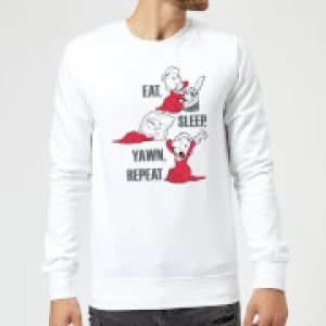 Popeye Eat Sleep Yawn Repeat Sweatshirt - White - L