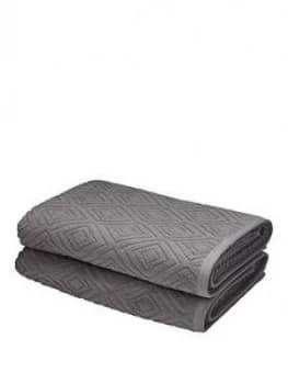 Catherine Lansfield Diamond Sculpture Towel Range - Grey - 2 Hand Towel