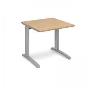 TR10 straight desk 800mm x 800mm - silver frame and oak top