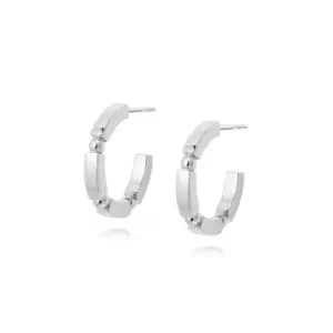 Daisy London Jewellery 925 Sterling Silver Stacked Chunky Midi Hoops Sterling Silver
