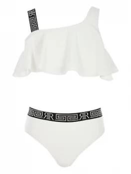 River Island Textured One Shoulder Bikini Set White Size 5-6 Years Girls