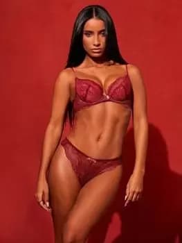 Gossard Superboost Padded Plunge Bra - Raspberry, Raspberry, Size 32B, Women