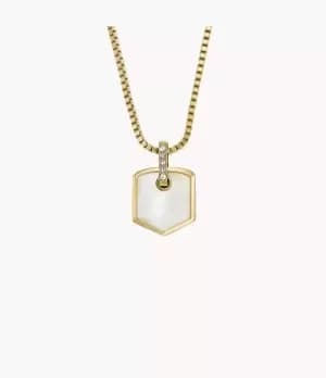 Fossil Women Heritage Crest Mother of Pearl Gold-Tone Stainless Steel Chain Necklace