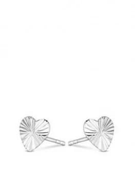 Simply Silver Sterling Silver Polished Diamond Cut Heart Stud Earrings