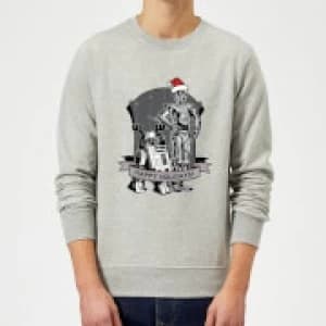 Star Wars Happy Holidays Droids Grey Christmas Sweatshirt - L - Grey