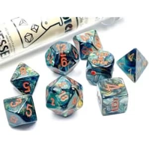 Poly 7 Set Lustrous Polyhedral 7-Die Set Lab Dice (Alpestris/orange)