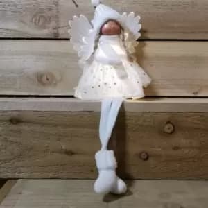 Premier Decorations Ltd - Premier 50cm Christmas Sitting Angel with Wings & LED Light - White Hat
