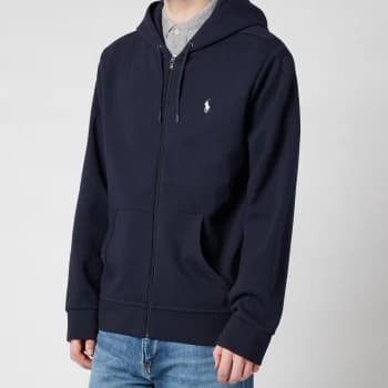 Polo Ralph Lauren Mens Double Knitted Zip-Through Hoodie - Aviator Navy - L