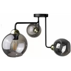 Keter Cosmo Multi Arm Semi Flush Ceiling Light Black, Gold, 50cm, 3x E27