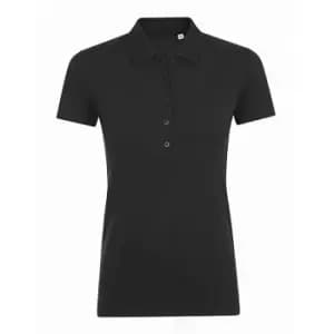 SOLS Womens/Ladies Phoenix Short Sleeve Pique Polo Shirt (S) (Black)