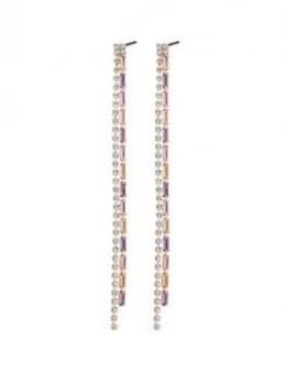 Mood Rose Gold Plated Tonal Pink Baguette And Crystal Earrings
