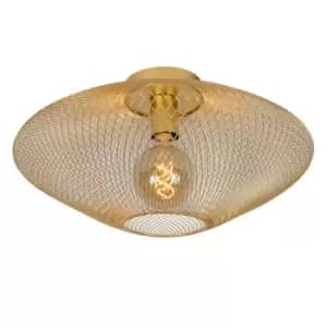 Mesh Modern Flush Ceiling Light - Ø45cm - 1xE27 - Matt Gold, Brass