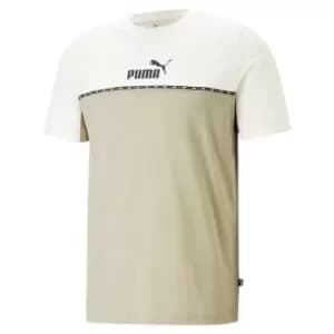 Puma Essential Block X Tape T Shirt Mens - Beige