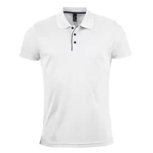 SOLS Mens Performer Short Sleeve Pique Polo Shirt (3XL) (White)
