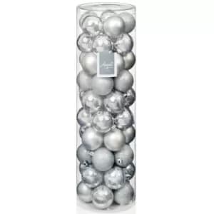 50mm x 60mm 84 Multi-Finished Silver Christmas Baubles