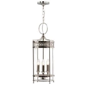 3 Light Ceiling Lantern Pendant Polished Nickel, E14