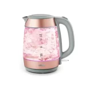 Tower Glitz 3KW 1.7L Glass Kettle Blush Pink UK Plug