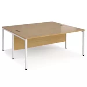 Office Desk 2 Person Rectangular Desk 1800mm Oak Tops With White Frames Maestro 25