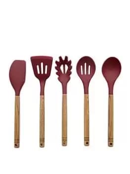 Tower Barbary & Oak Foundry 5 Piece Utensil Set In Bordeaux Red