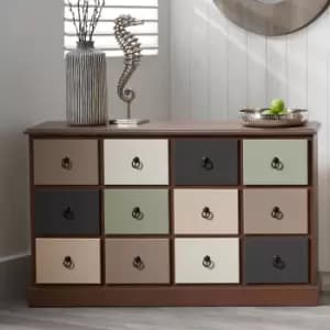 Pacific Loft 12 Drawer Sideboard, Pine Brown/Beige/Black