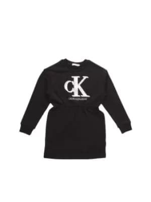 Calvin Klein Jeans Girls Monogram Sweatshirt Dress - Black