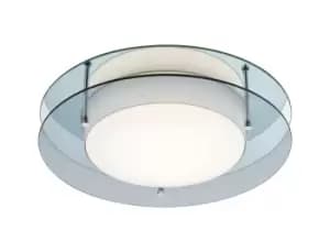 Flush Ceiling, 1 x 18W LED, 3000K, 1620lm, IP44, Smoked, Mirror