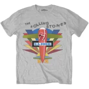 The Rolling Stones - Retro US Tour 1975 Unisex Large T-Shirt - Grey