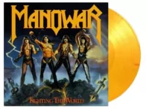 Manowar Fighting The World - Yellow Flamed Coloured Vinyl 180 Gram 2022 UK vinyl LP MOVLP3207